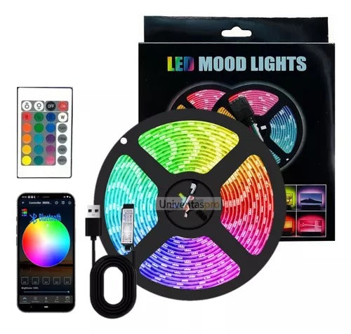 Cinta Led Multicolor Rgb Luz 5mts USB Con Control Y Adaptador + Envío Gratis